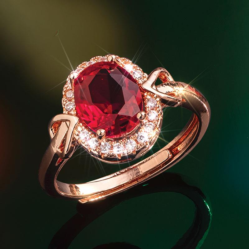 Red and White Quatrefoil Ring